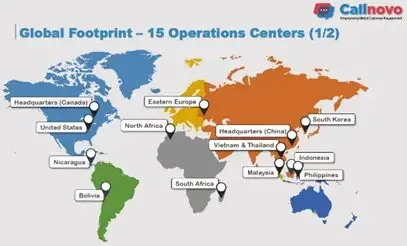 Callnovo Contact Center shares a strategic network of 16+ optimally-placed operations centers around the globe to provide English support, as well as other native support solutions in 65+ other languages - all to the end that tailormade customer service solutions fortify content customers/clients, leading to long-term global brand loyalty.